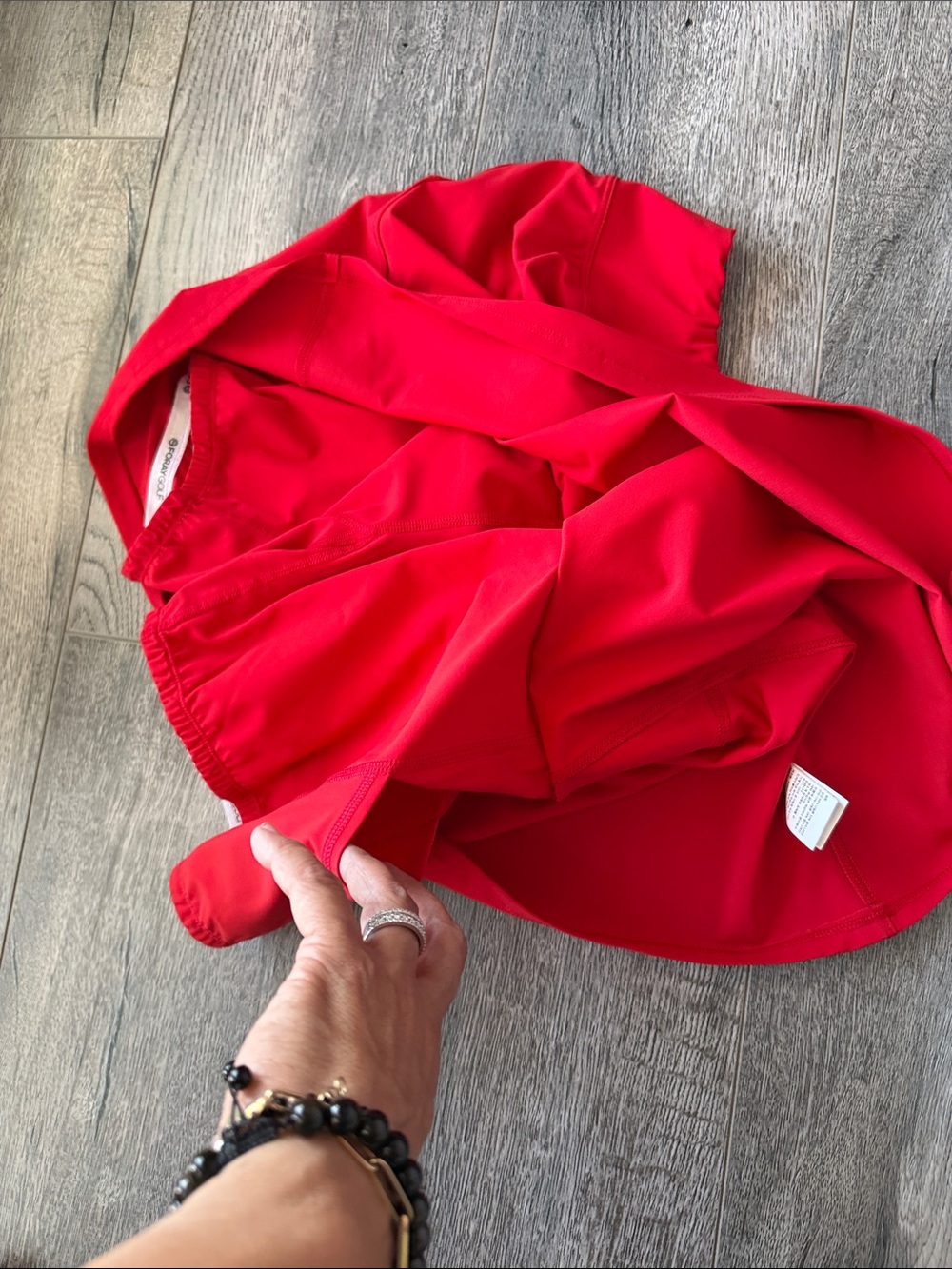 Women’s Red Skater Skirt with Subtle Logo - Picture 7 of 14